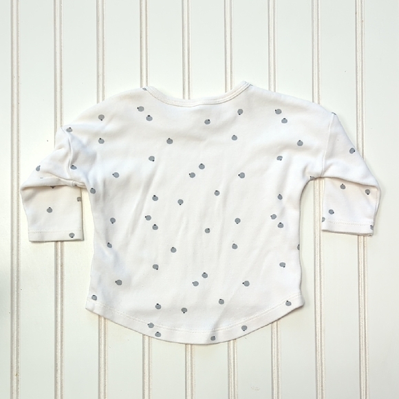 Quincy Mae Long Sleeve Shirt - Cream with Gray Fruit Print - Picture 3 of 4
